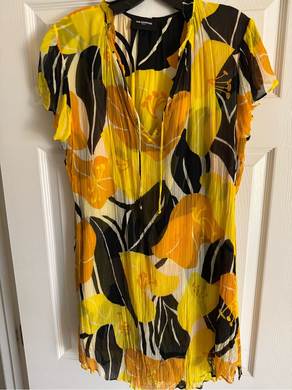 The Kooples Yellow & Black Floral Mini Dress